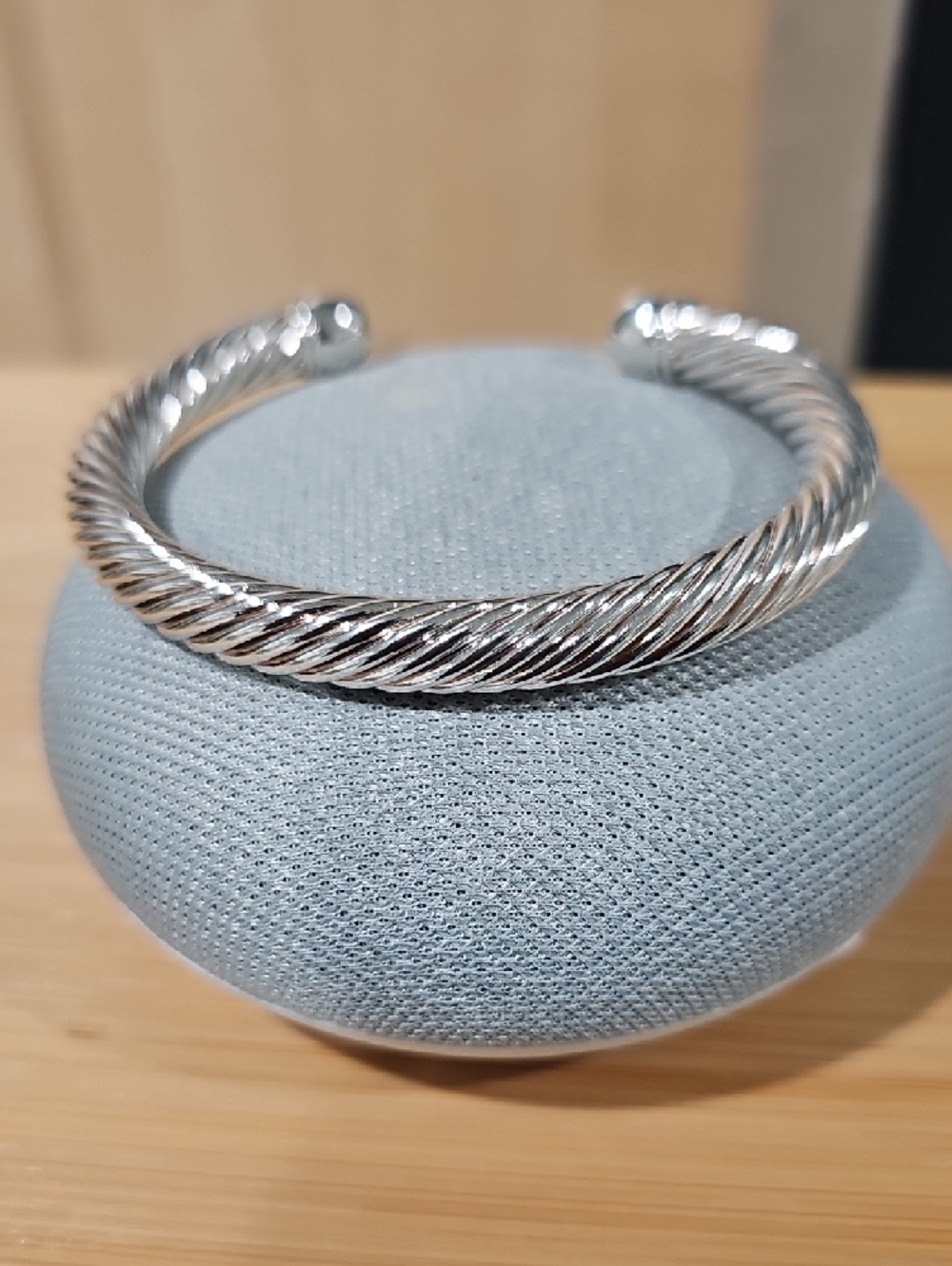 Sterling Silver Solid Twisted Cable Open Cuff Bracelet - - Picture 3 of 5